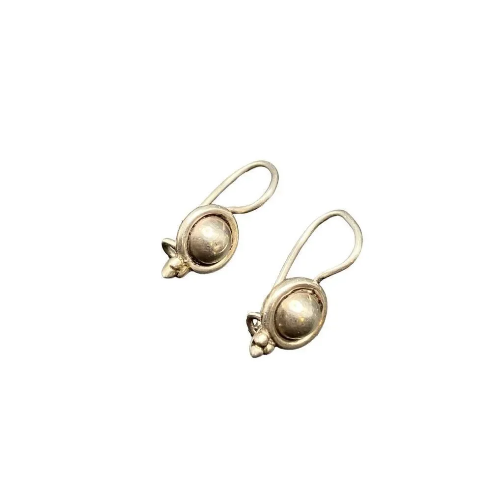Sterling round wire drop earrings vintage